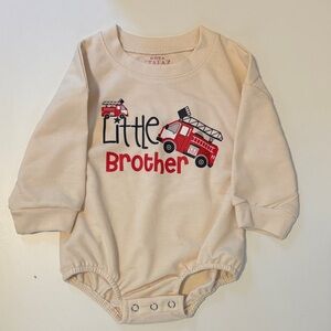 Little Brother Fire Truck Onesie